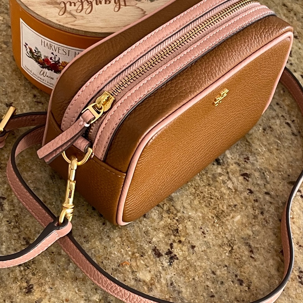 New ❤️ tory Burch leather camera bag crossbody brown - Picture 6 of 11